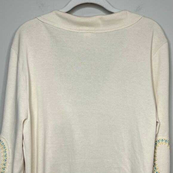 Sundance 100% Cotton Tie Front Cardigan Floral Embroidery Size L Boho Peasant - Picture 7 of 10